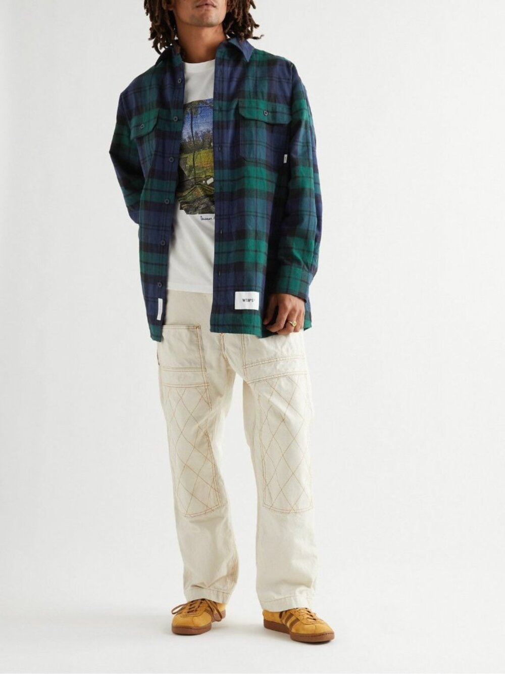 WTAPS EX44 Black Watch Plaid Shirt Size 04 XL Oversized Street Made in Japan MiJ